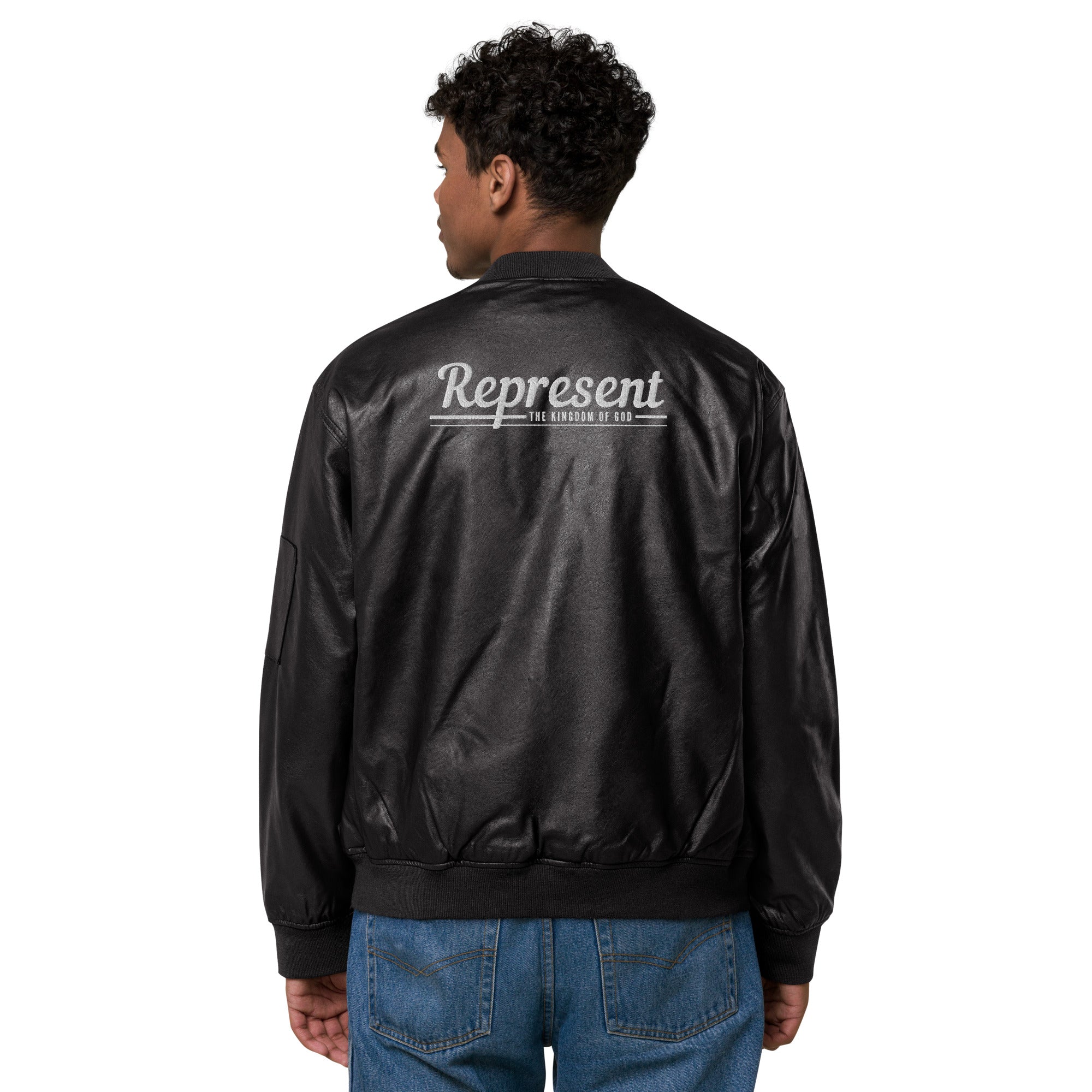 Faux Leather Bomber Jacket - Threadfast Apparel 395J