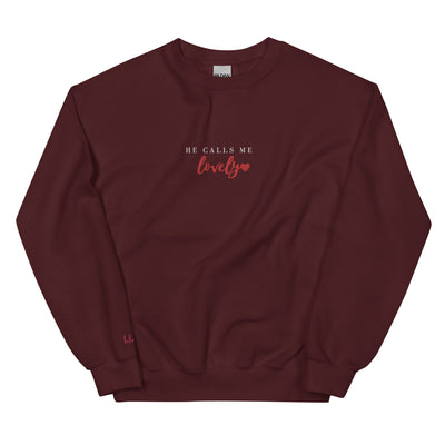 Embroidered He Calls Me Lovely Sweatshirt